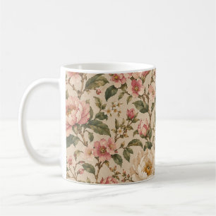 Antikes romantisches Pfingstrosen- und Rosengarten Kaffeetasse