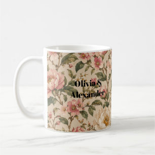 Antikes romantisches Pfingstrosen- und Rosengarten Kaffeetasse