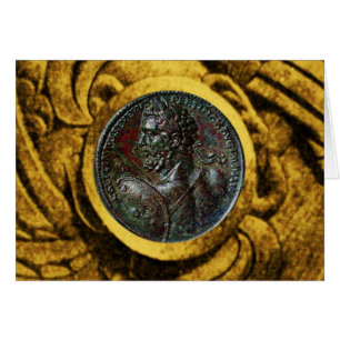 ANTIKES RÖMISCHES BRONZE-MEDAILLON MIT GOLDGRIFEN