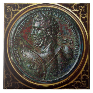 ANTIKES RÖMISCHES BRONZE-MEDAILLON SEPTIMUS SEVERU FLIESE