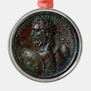 ANTIKES RÖMISCHES BRONZEmedaillon SEPTIMUS SEVERUS Silbernes Ornament
