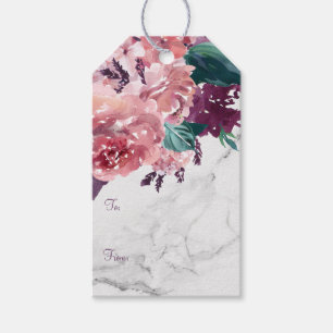 Antikes Rosa-Aquarell-Blumenmarmor Geschenkanhänger