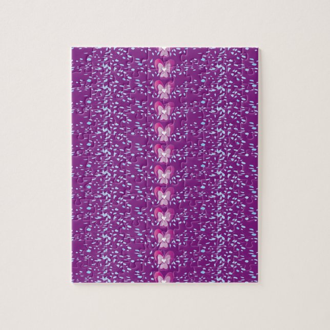 Antikes rosa Blumen-Veilchen-Tapetenmuster Puzzle (Vertikal)
