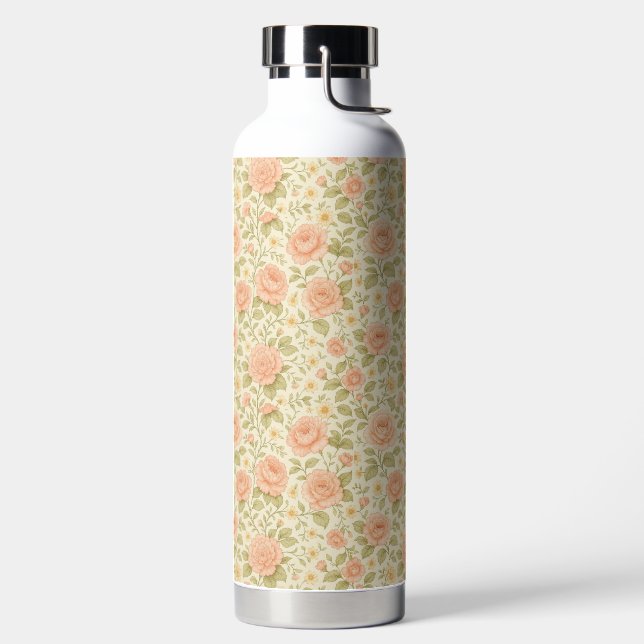 antikes rosa Blumenmuster Trinkflasche (links)