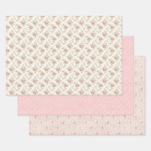 Antikes rosa florales Coquette-Geschenkpapier Geschenkpapier Set