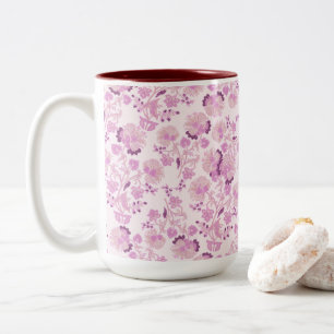 Antikes Rosa Lila Blumenmuster Tasse
