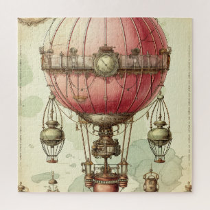 Antikes rosa Luftschiff im viktorianischen Stil Puzzle