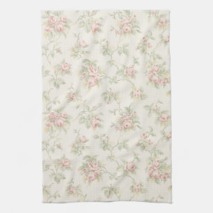 Antikes Rosa-Rosen-Cottagecore-Blumenmuster Geschirrtuch