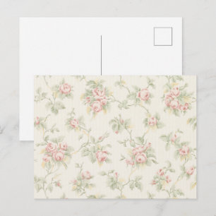 Antikes Rosa-Rosen-Landhausstil-Blumenmuster Postkarte