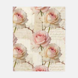 Antikes Rosa-Rosen-Schriftmuster Fleecedecke