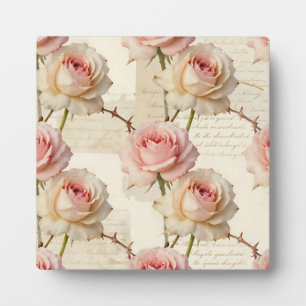 Antikes Rosa-Rosen-Schriftmuster Fotoplatte