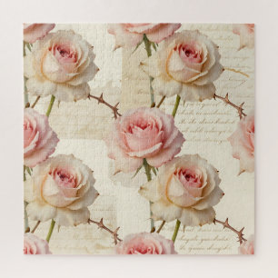 Antikes Rosa-Rosen-Schriftmuster Puzzle