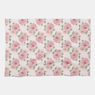 Antikes rosa Rosengarten Cottage Blumenmuster Geschirrtuch
