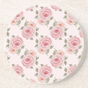 Antikes rosa Rosengarten Cottage Blumenmuster Getränkeuntersetzer