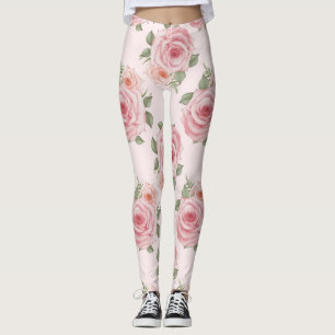 Antikes rosa Rosengarten Cottage Blumenmuster Leggings