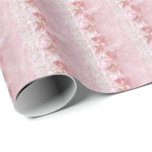 Antikes rosa Spitzen-Wrapping-Papier im Coquette-S Geschenkpapier