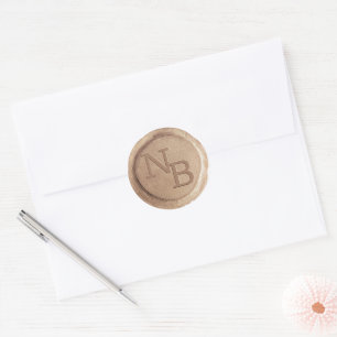 Antikes Roségold monogrammierter Wachssiegel Aufkl Runder Aufkleber
