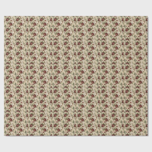 Antikes Rosen-Blumen-Printmuster - Blumen-Design Geschenkpapier (Flach)