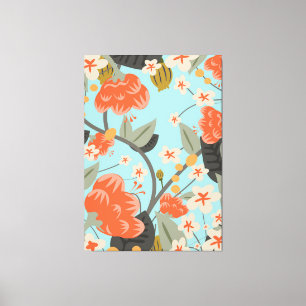 Antikes Rosen- und Blumen-Wallpaper Leinwanddruck