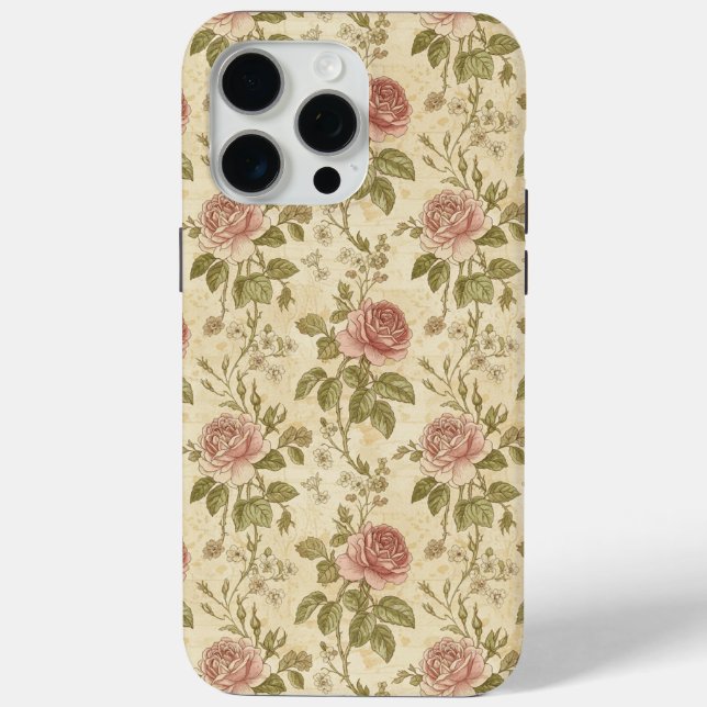 Antikes Rosenblumenmuster Case-Mate iPhone Hülle (Rückseite)