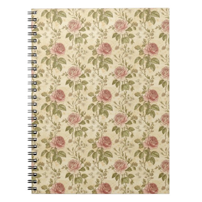 Antikes Rosenblumenmuster Notizblock (Vorderseite)