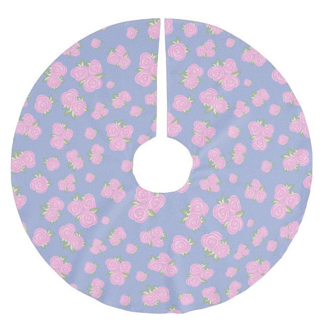 Antikes Rosenblumenmuster Polyester Weihnachtsbaumdecke (Vorderseite)