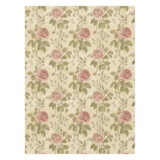 Antikes Rosenblumenmuster Tischdecke (Vorderseite)