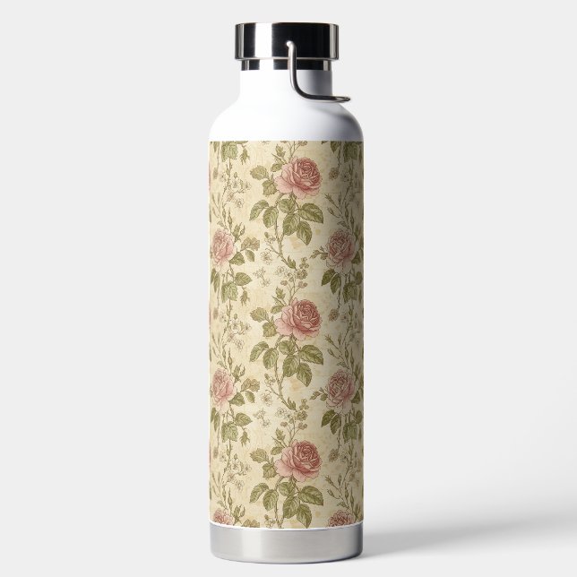Antikes Rosenblumenmuster Trinkflasche (links)