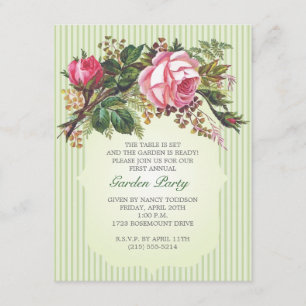 Antikes Rosenbouquet Gartenparty Einladung