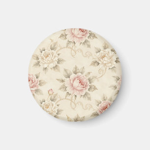 Antikes Rosendamask-Blumenmuster Magnet