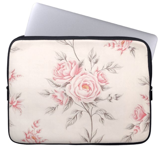 Antikes Rosenmuster in Rosa Laptopschutzhülle (Vorderseite)
