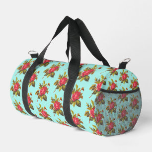 Antikes Rosenmuster und aquablaues Hochzeitskleid  Duffle Bag