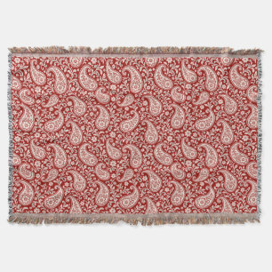 Antikes Rot und Elfenbein-Blumen-Paisley Decke