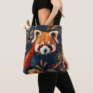 Antikes Roten-Panda-Muster Floraler Garten im Vint