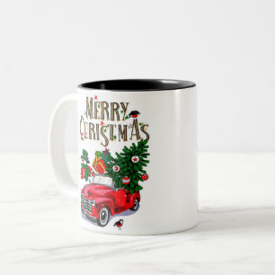 Antikes rotes Auto Weihnachten Zweifarbige Tasse