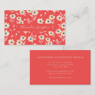 Antikes rotes Landhaus Blumen Modern Klein Visitenkarte