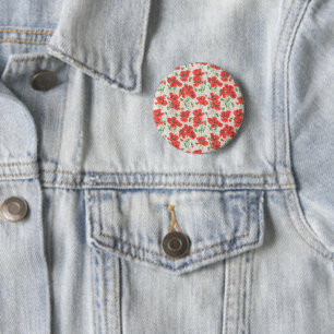 Antikes rotes Mohnblumenmuster Button