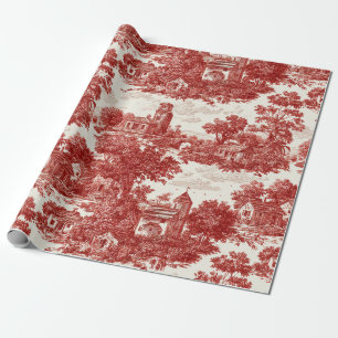 Antikes rotes Toile-Landschaftsnaturmuster Geschenkpapier