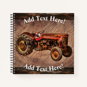 Antikes rotes Traktor-Notizbuch Notizbuch