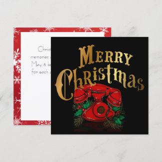 Antikes rotes Weihnachtstelefon Feiertagskarte