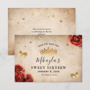 Antikes Rotroségold-Pergament Elegant Save The Date