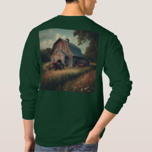 Antikes rustikales Bauernhaus und alte Traktoren T-Shirt