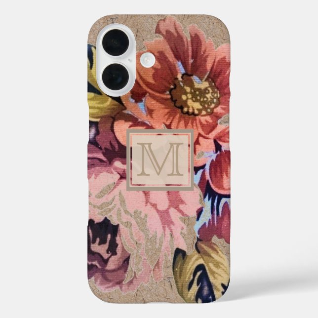 Antikes rustikales Blumenmonogramm Case-Mate iPhone Hülle (Rückseite)