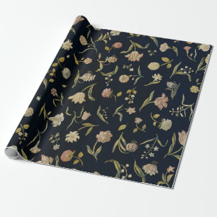 Antikes rustikales botanisches Blumen-Teppichmuste Geschenkpapier