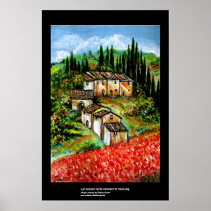 ANTIKES RUSTIKALES DORF IN DER TUSKANA POSTER