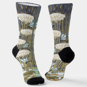 Antikes Salbeigrün Libelle & Lilie Kunst Socken