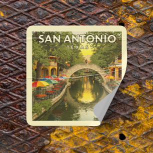 Antikes San Antonio Texas Quadratischer Aufkleber