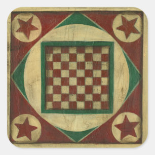 Antikes Schachbrett von Ethan Harper Quadratischer Aufkleber