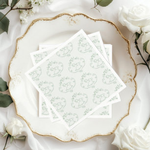 Antikes Schaukelpferd Toile Sage grün Baby Shower Serviette