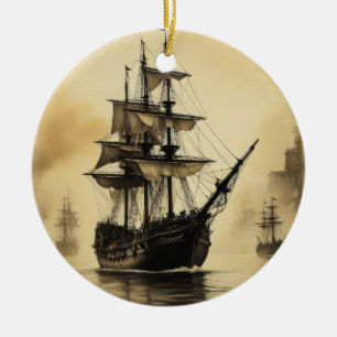 Antikes Schiff Keramik Ornament